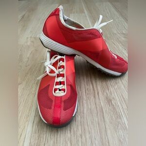 Women Nike Golf Integrated Traction Lunarlon Tech Lace Up Red Golf Shoes Sz 7